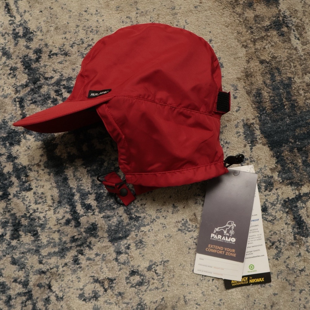 Deadstock Paramo Nikwax Waterproof Cap Hat Ear Flaps Fire Red Size Large NWT